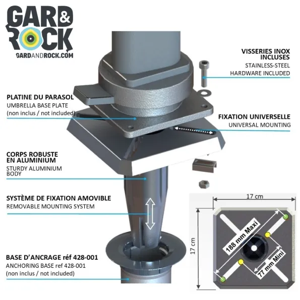 Duurzame bevestiging voor parasol bij kinderzwembad, zonbescherming voor speelzones
