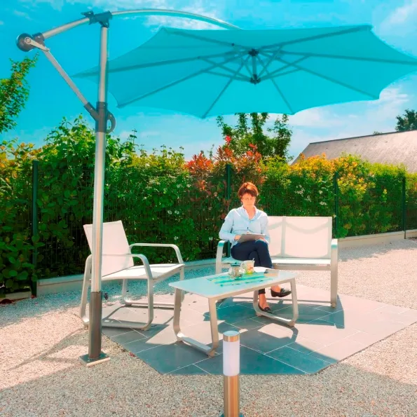 Ancrage discret parasol déporté bordure de terrasse Gard&Rock