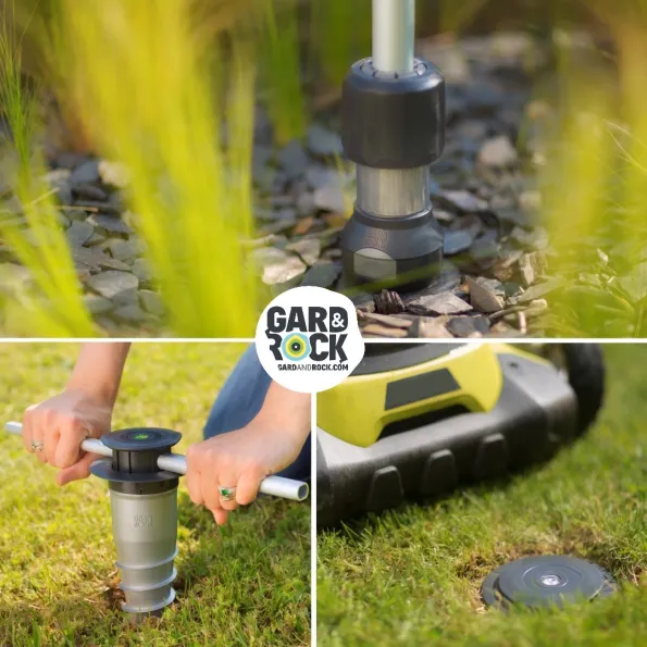 Verwijderbare parasolvoet Gard&Rock, vlak met gras, houtsnippers of terras, stabiel en sterk