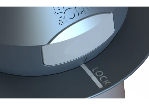 close-up van lock-systeem waarmee een gekantelde parasol kan draaien zonder losmaken, soepele en veilige afstelling