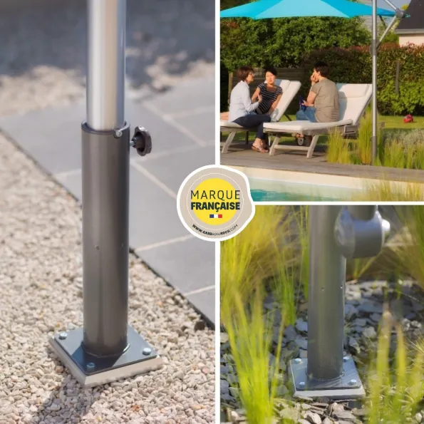 Grondvlak zonder ballasttegel voor zweefparasol, maaien zonder hindernis mogelijk